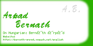 arpad bernath business card